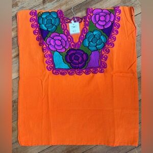 Vibrant Orange Embroidered Women's Top